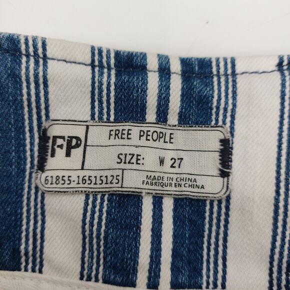 Free People Jolene Striped Blue White Bell Bottom Flared 27 - Picture 3 of 14